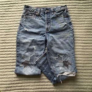 Old Navy Blue Straight Leg Jeans with Star Patchwork